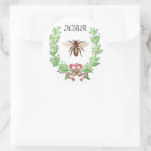 STICKER ROND HONEY BEE, WREATING AVEC DES FEUILLES DE CHÊNE ET  (Sac)