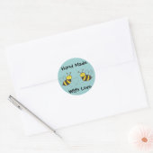Sticker Rond Honey Bees with Heart (Enveloppe)