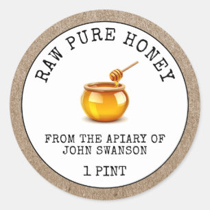 Sticker Rond Honey Honeypeb Apiary Pot de miel