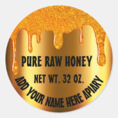 Sticker Rond Honey Jar Honeybee Honeycomb. Apiary Drives Gold (Devant)