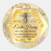 Sticker Rond Honey Jar Honeybee Honeycomb Apier Parties scintil (Devant)