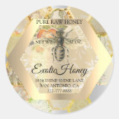 Sticker Rond Honey Jar Honeybee Honeycomb Bee Apia Logo (Devant)