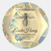 Sticker Rond Honey Jar Honeybee Honeycomb Bee Apier bleu (Devant)