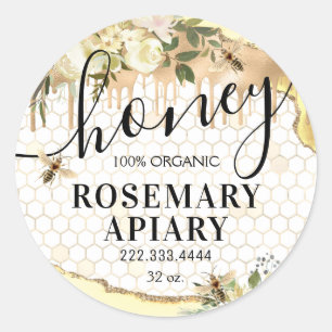 Sticker Rond Honey Jar Honeycomb Bee Apiary Food Classic Round