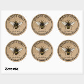 Sticker Rond Honey Jar Labels Honeybee Honeycomb Bee Apiary (Feuille)