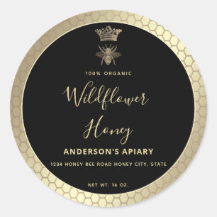 Sticker Rond Honey jar script moderne queen bee carré autocolla