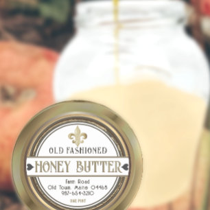 Sticker Rond Honey Retro Grunge Hearts Fleur de Lis Gold Étique