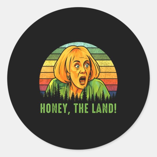Sticker Rond Honey The Land Funny Retro Sunset Forest (Devant)