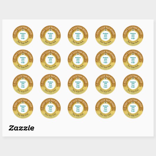 Sticker Rond Honeybee Honey Jar Apiary logo | Honeypeb Bee V2 (Feuille)