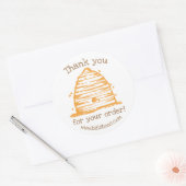 Sticker Rond Honeybee Skep Hive Merci pour votre commande (Enveloppe)