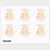 Sticker Rond Honeybee Skep Hive Merci pour votre commande (Feuille)