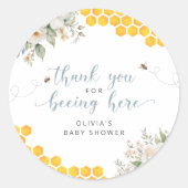 Sticker Rond Honeypeb Bee Baby shower d'été Merci (Devant)
