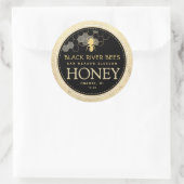 Sticker Rond Honeypeb & Bee Raw Miel Iridescente Bordure Jaune (Sac)