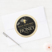 Sticker Rond Honeypeb & Bee Raw Miel Iridescente Bordure Jaune (Enveloppe)