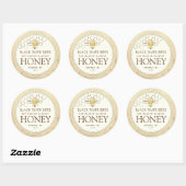 Sticker Rond Honeypeb & Bee Raw Miel Iridescente Bordure Jaune (Feuille)