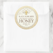 Sticker Rond Honeypeb & Bee Raw Miel Iridescente Bordure Jaune (Sac)