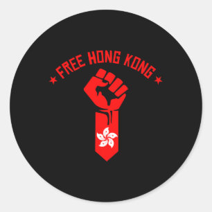 Sticker Rond Hong Kong Libre - Résiste Au Drapeau De Hong Kong