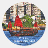 Sticker Rond Hong Kong Sampan La perle de l'Orient (Devant)