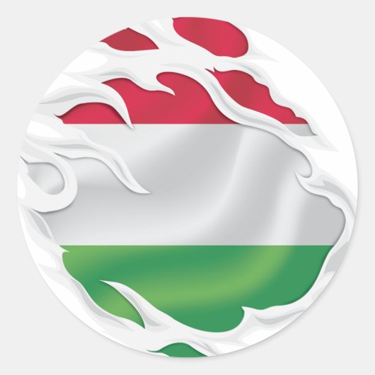 Sticker Rond Hongrie Drapeau déchiré (Devant)