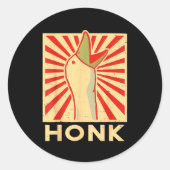 Sticker Rond Honk Goose - Funny Duck Chicken Meme Idea (Devant)