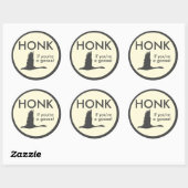 Sticker Rond HONK Si vous êtes une oie drôle dire (Feuille)