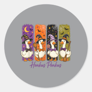 Sticker Rond Honkus Ponkus Drôle Sorcière d'Halloween Oie Vinta