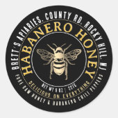 Sticker Rond Honneur Habanero Chou cru miel avec Abeille d'or (Devant)