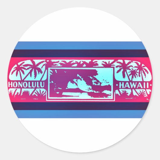 STICKER ROND HONOLULU HAWAII (Devant)