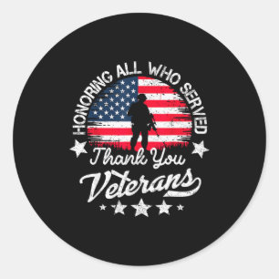 Sticker Rond Honorer tous ceux qui ont servi Merci Veterans Day