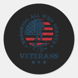 Sticker Rond Honorer tous ceux qui ont servi Merci Veterans Day