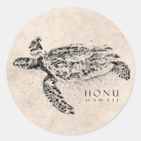 Honu Hawaiian Sea Turtle sur parchemin Vintage