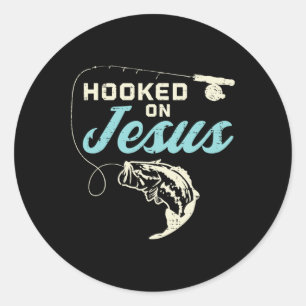 Sticker Rond Hook Sur Jésus Par Pêche Chrétien Dieu Religieux