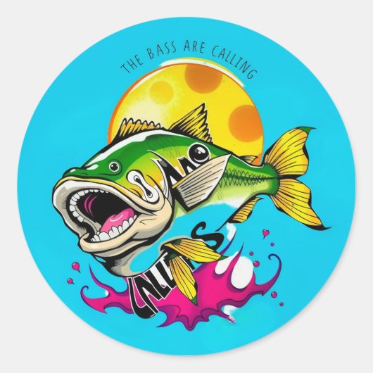 Sticker Rond Hooked on Fun : The Bass Are Calling! (Devant)