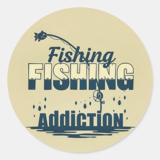 Sticker Rond Hooked on the Passion: Fishing Addiction Design (Devant)