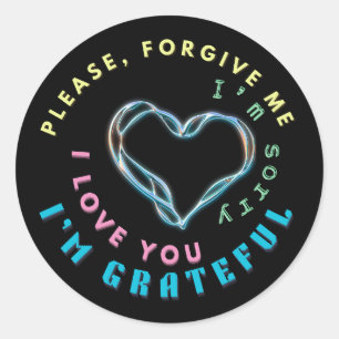 Sticker Rond Ho'oponopono Mantra de guérison - Bleu clair Spiri