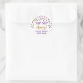 Sticker Rond Hooray Sip Confetti en or violet (Sac)
