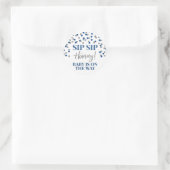 Sticker Rond Hooray Sip Sip Confetti en Argent Bleu (Sac)