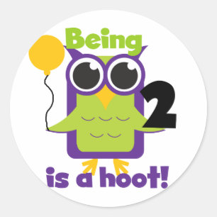 Sticker Rond Hoot Owl 2e anniversaire T-shirts et cadeaux
