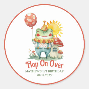 Sticker Rond Hop On Over Clown Frog Cute Cottagecore Anniversai