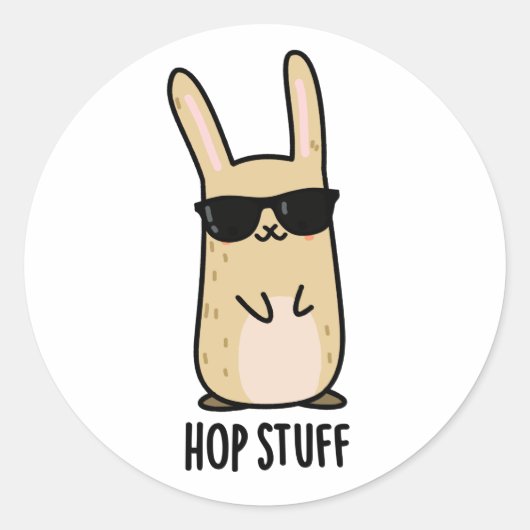 Sticker Rond Hop Stuff Funny Lapin Lapin Pun (Devant)