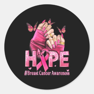 Sticker Rond Hope Breast Cancer Pink Ribbons mignons Design Fem