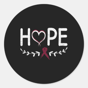 Sticker Rond Hope Coeur Bourgogne Ruban Cerveau Aneurysme