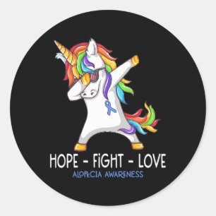 Sticker Rond Hope Fight Love Alopecia Awareness Support Alopeci