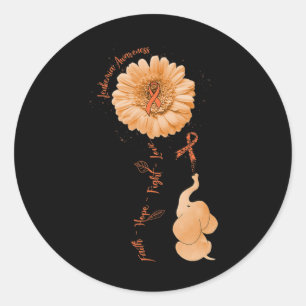 Sticker Rond Hope Fight Love Elephant Sunflower Leukemia Lauréa
