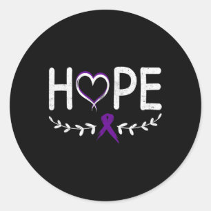 Sticker Rond Hope Heart Purple Ribbon Cancer pancréatique