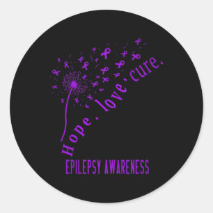 Sticker Rond Hope Love Cure Epilepsy Awareness T