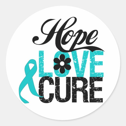 Sticker Rond Hope Love Cure OVARIAN CANCER Dons (Devant)