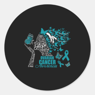 Sticker Rond Hope Love Cure Ovarienne Cancer Awareness Papillon
