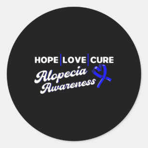 Sticker Rond Hope Love Cure Support Alopecia Awareness Ruban