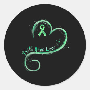 Sticker Rond Hope Love Green Ribbon Sensibilisation à la santé 